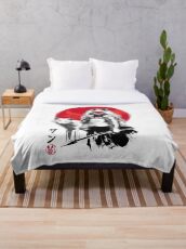 Wolf Girl sumi-e Throw Blanket