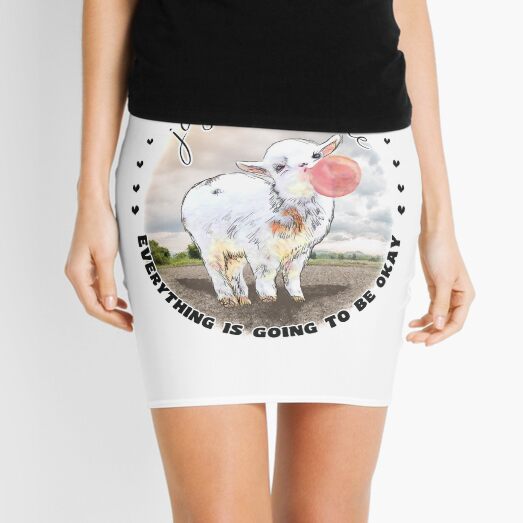 Cute Baby Goat Bubblegum Just Breathe Mini Skirt