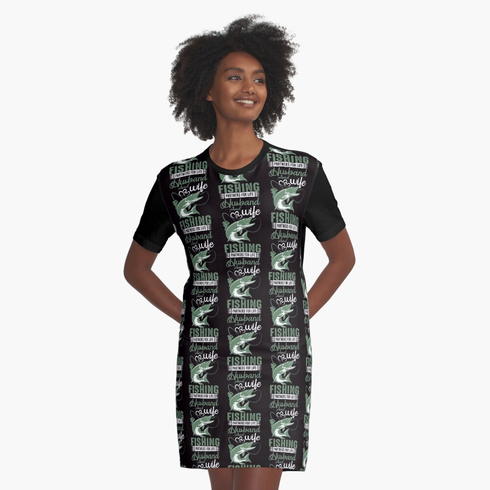 Courtney Hebert. Husband and Wife Fishing Partners For Life Graphic T-Shirt Dress