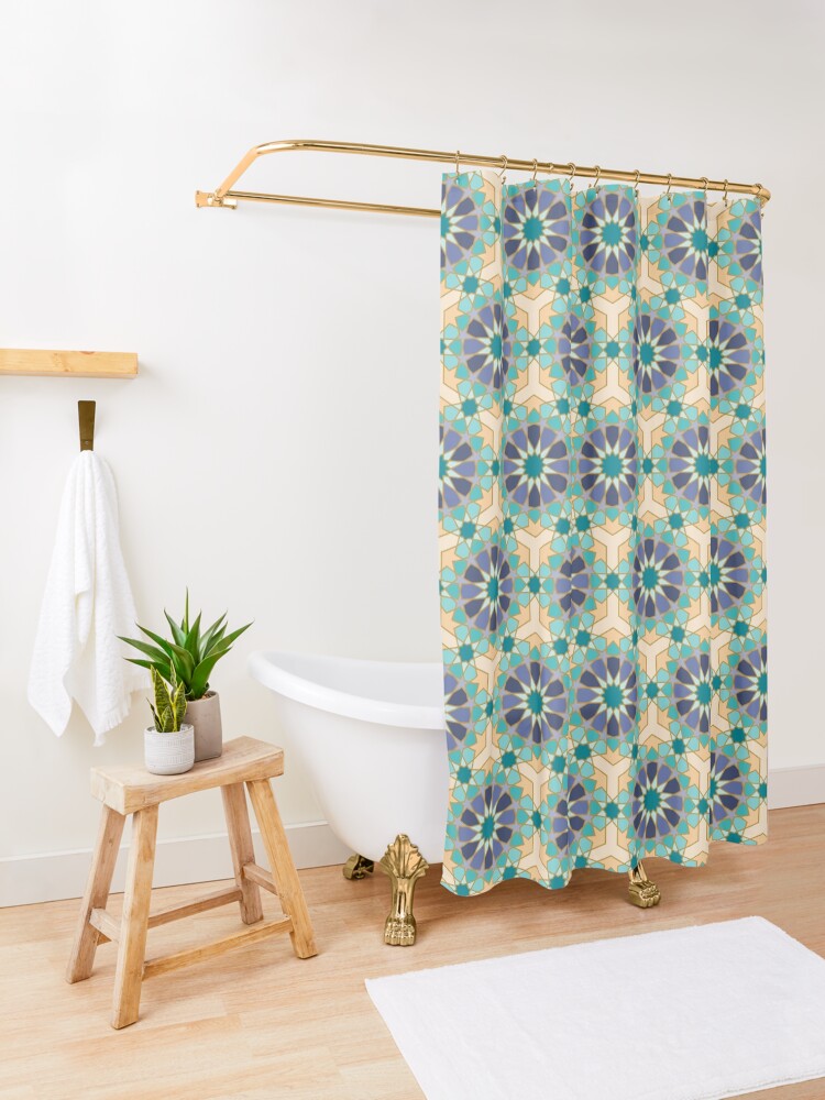 Alternate view of Geometric Pattern: Arabic Tiles: Dream Shower Curtain
