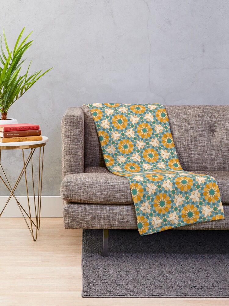 Alternate view of Geometric Pattern: Arabic Tiles: Lily Throw Blanket