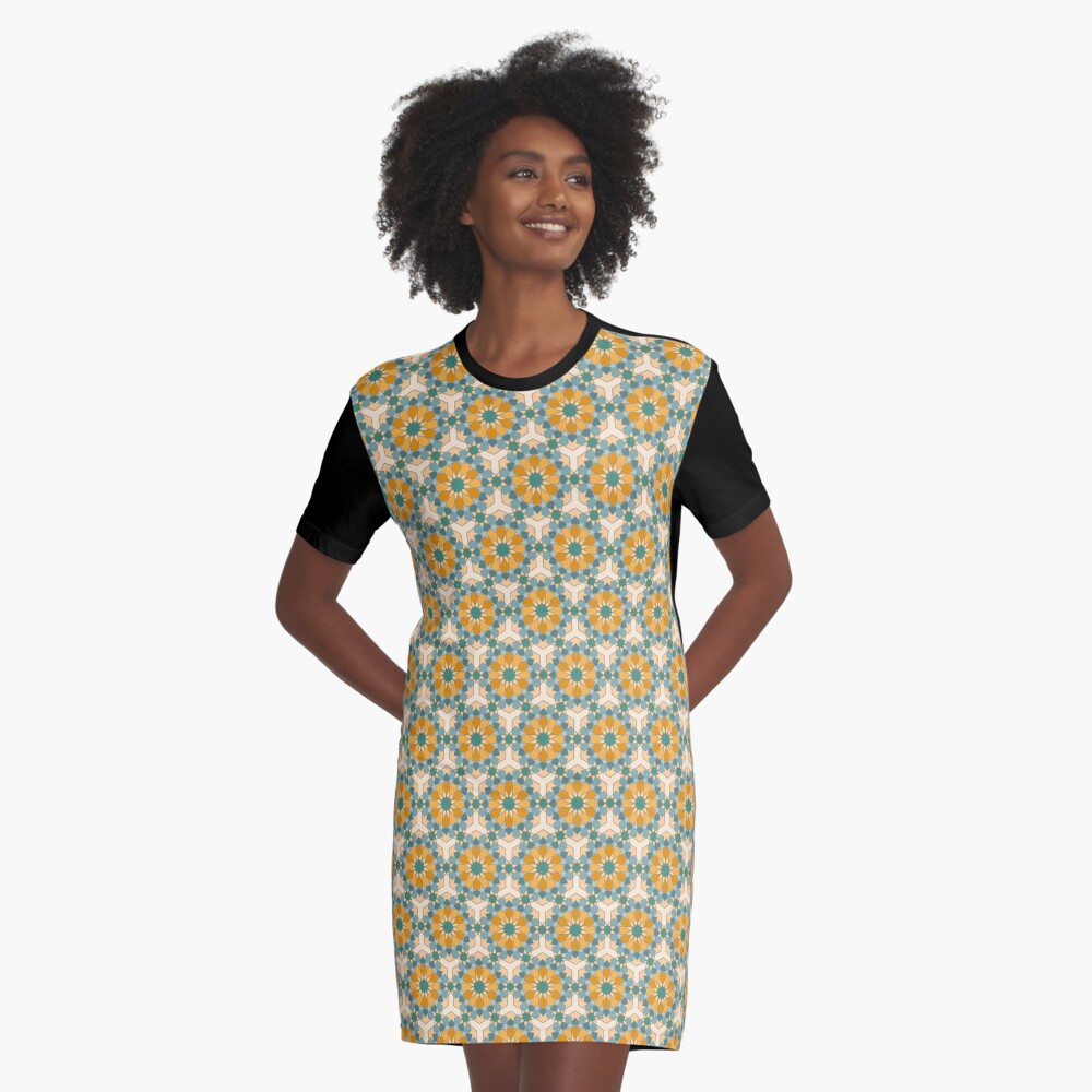 Geometric Pattern: Arabic Tiles: Lily Graphic T-Shirt Dress