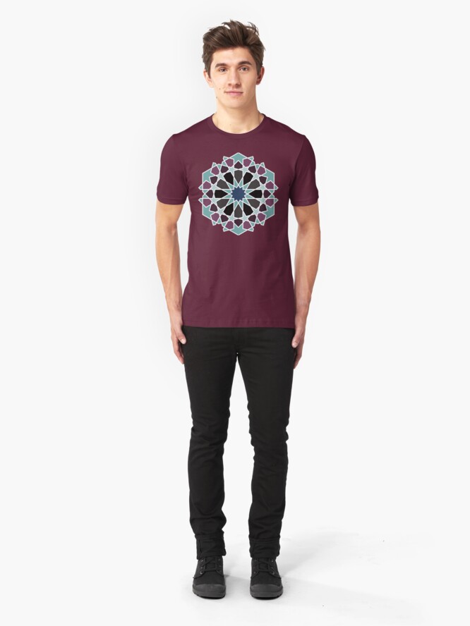 Alternate view of Geometric Pattern: Arabic Tiles: Midnight Slim Fit T-Shirt