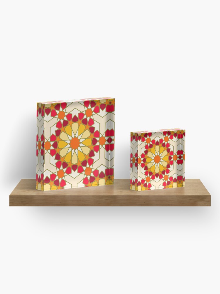 Alternate view of Geometric Pattern: Arabic Tiles: Sunset Acrylic Block