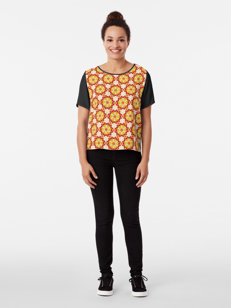 Alternate view of Geometric Pattern: Arabic Tiles: Sunset Chiffon Top