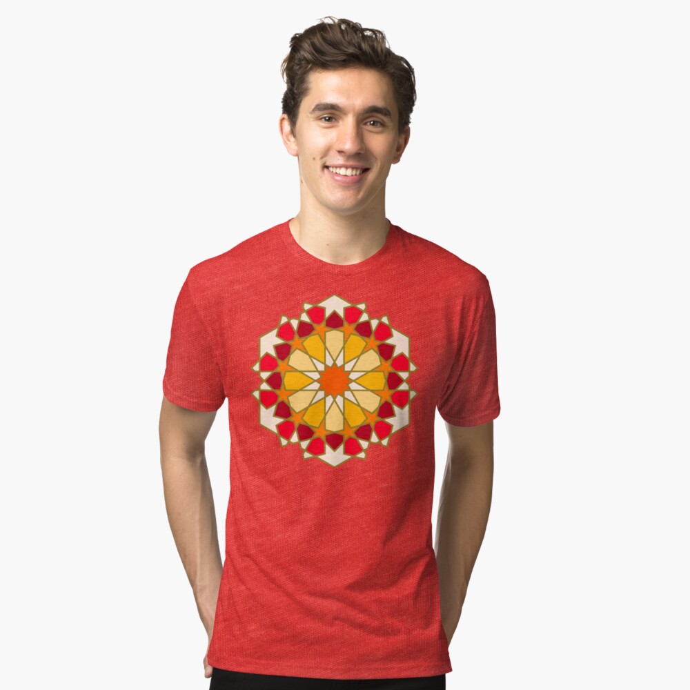 Geometric Pattern: Arabic Tiles: Sunset Tri-blend T-Shirt