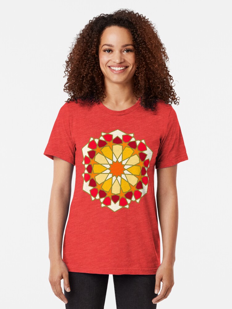 Alternate view of Geometric Pattern: Arabic Tiles: Sunset Tri-blend T-Shirt