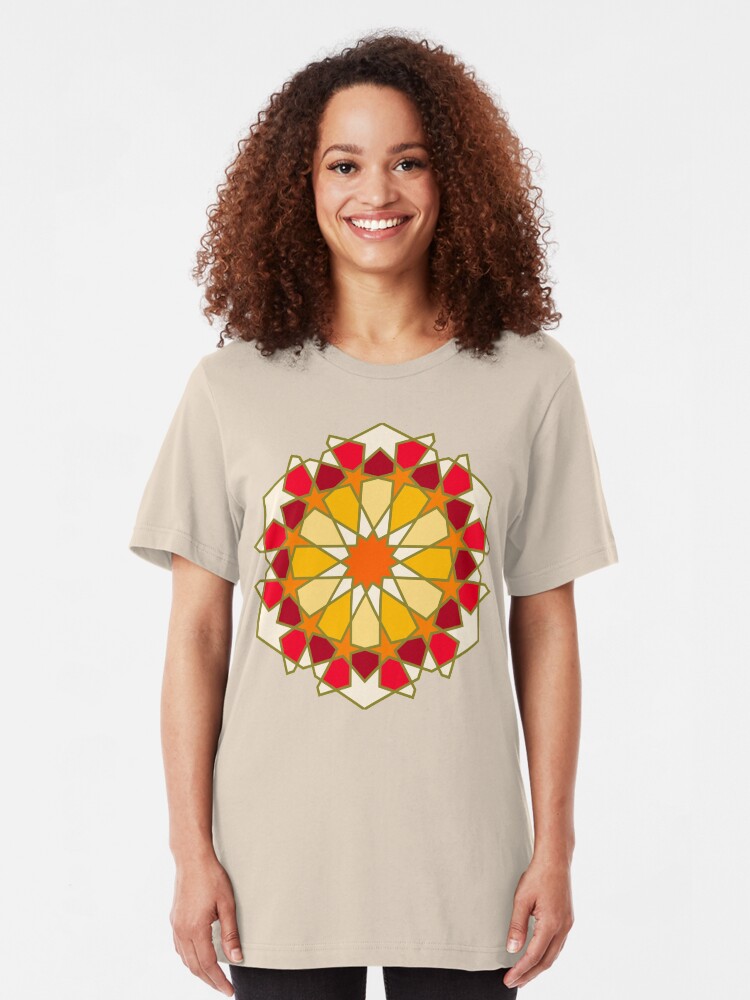 Alternate view of Geometric Pattern: Arabic Tiles: Sunset Slim Fit T-Shirt
