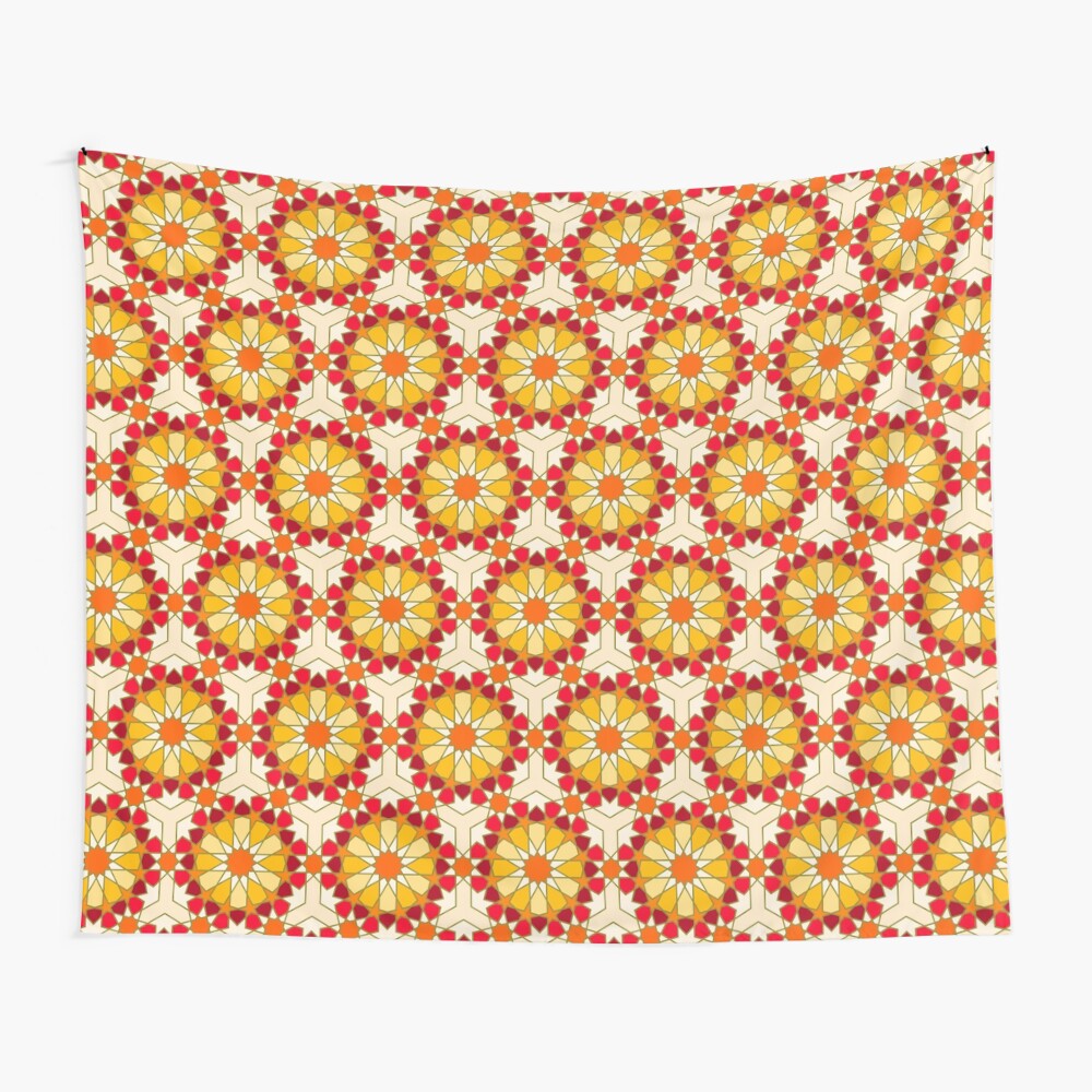 Geometric Pattern: Arabic Tiles: Sunset Wall Tapestry