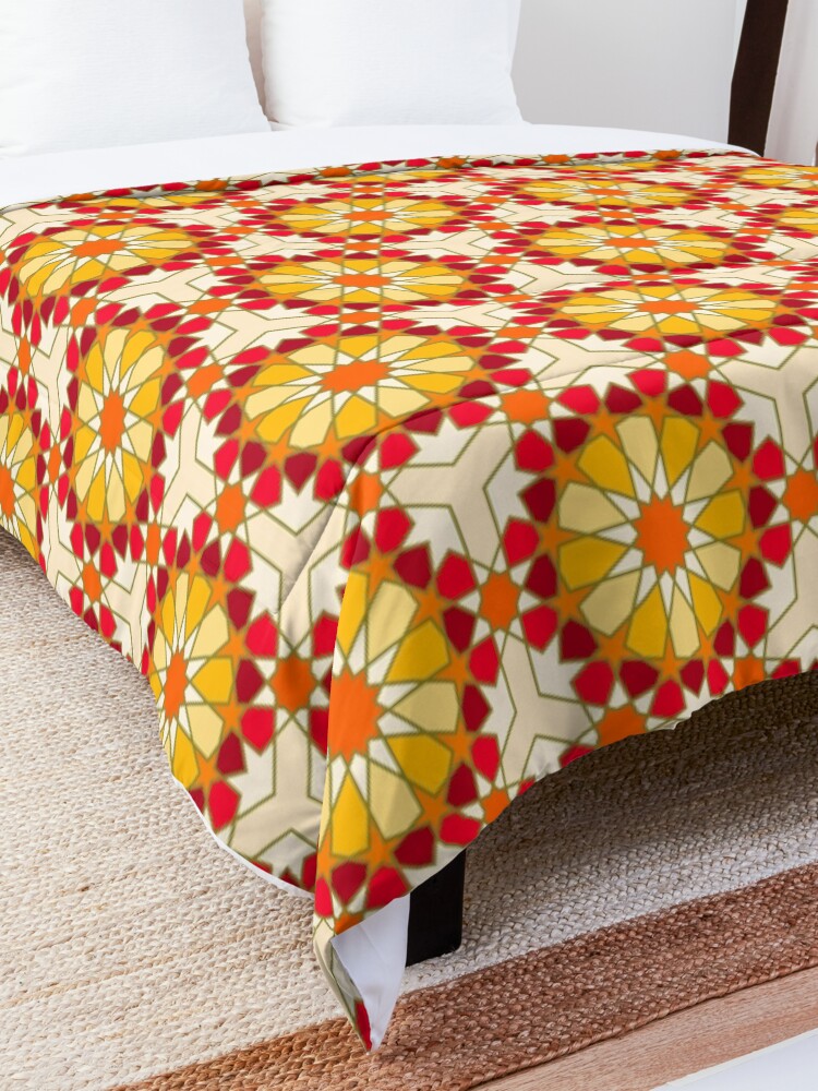 Alternate view of Geometric Pattern: Arabic Tiles: Sunset Comforter