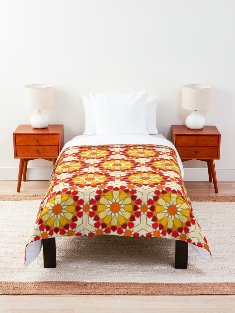 Alternate view of Geometric Pattern: Arabic Tiles: Sunset Comforter