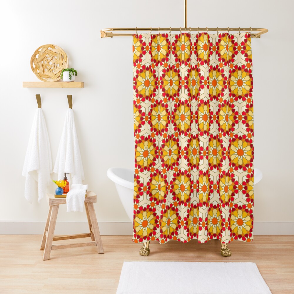 Geometric Pattern: Arabic Tiles: Sunset Shower Curtain