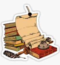 Vintage old books and parchment Glossy Sticker