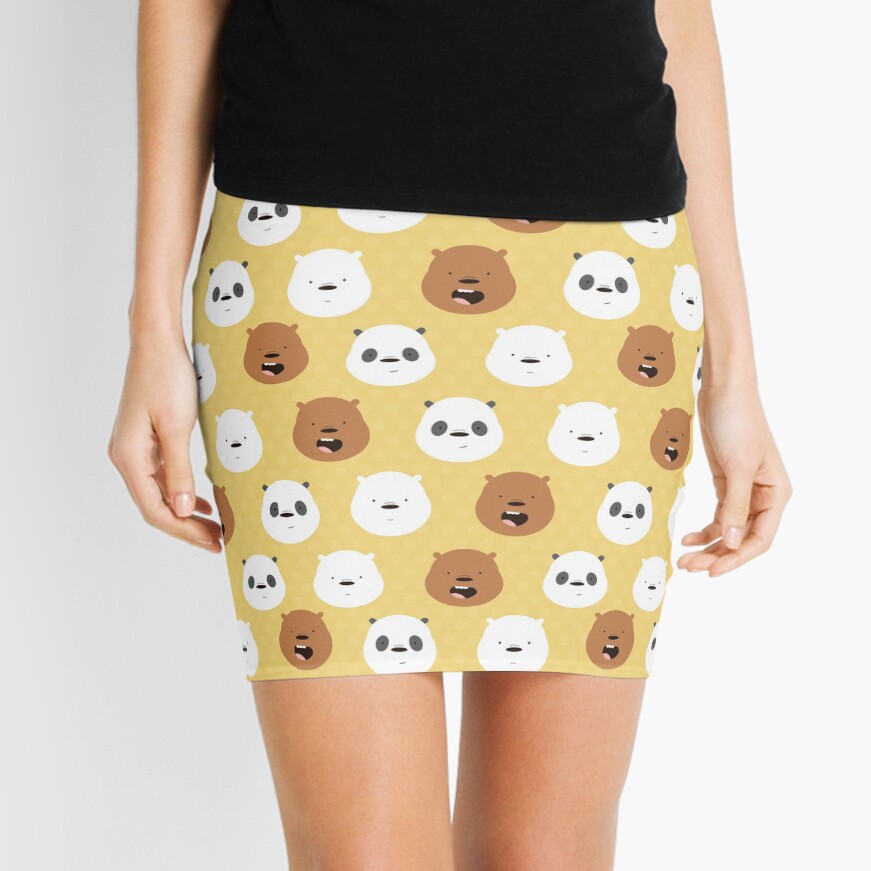 Cute We Bare Bears Pattern Illustration Mini Skirt