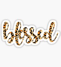 Leopard Print Blessed Text Sticker