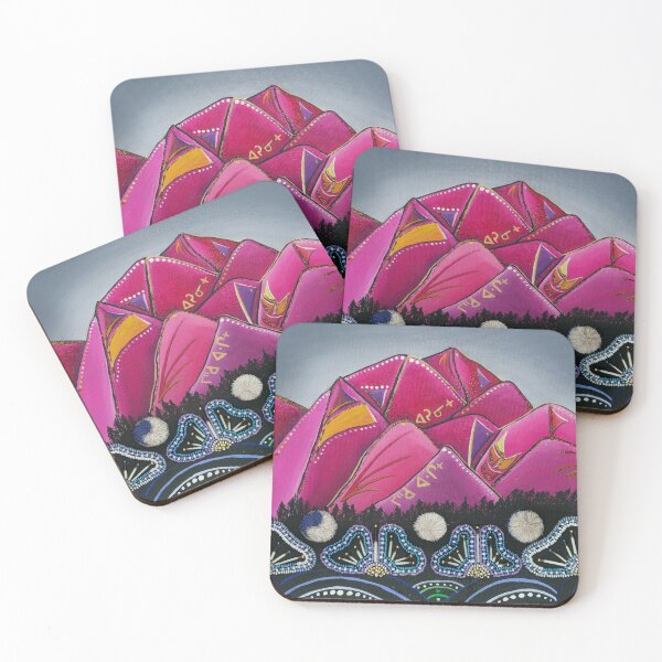 mihko-waciy ᒥ ᐦ ᑯ ᐘ ᒋ ᕀ the Red Mountain Coasters (Set of 4)