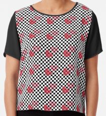 Heart Checkered Pattern Chiffon Top