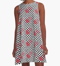 Heart Checkered Pattern A-Line Dress