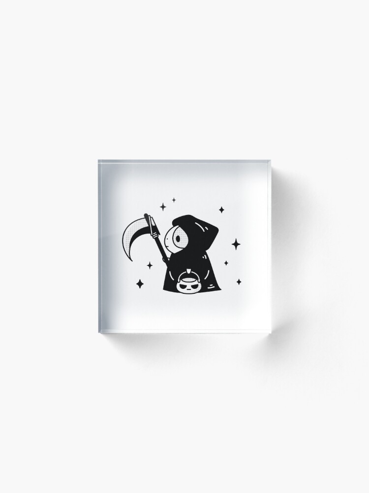 Alternate view of Bubu the Guinea pig, Little Grim Reaper Acrylic Block