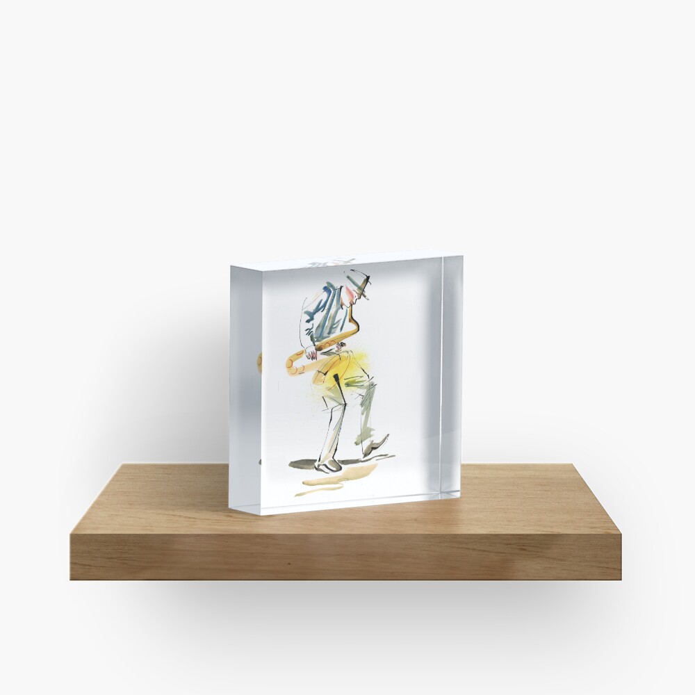 Saxophone Musician art Acrylic Block