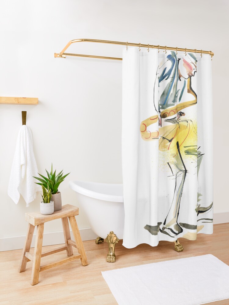 Alternate view of Saxophone Musician art Shower Curtain