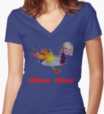 Parks and Recreation Flame Duck Women's Fitted V-Neck T-Shirt
