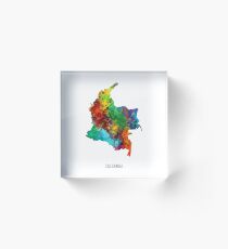 Colombia Watercolor Map Acrylic Block