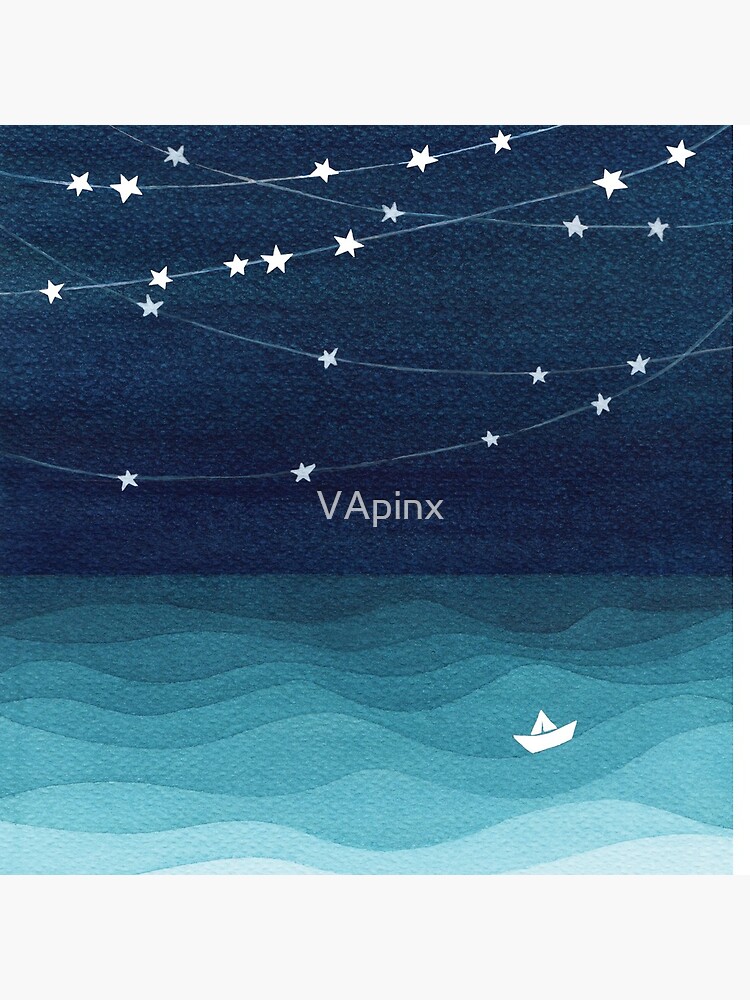 Garland of stars, teal ocean by VApinx