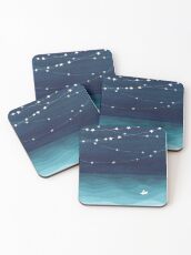 Garland of stars, teal ocean Coasters