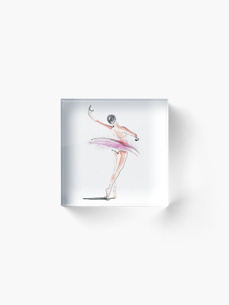 Alternate view of Ballerina Dance Drawing Acrylic Block