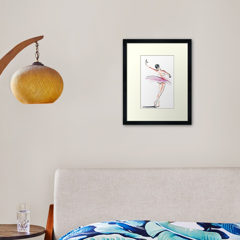Ballerina Dance Drawing Framed Art Print