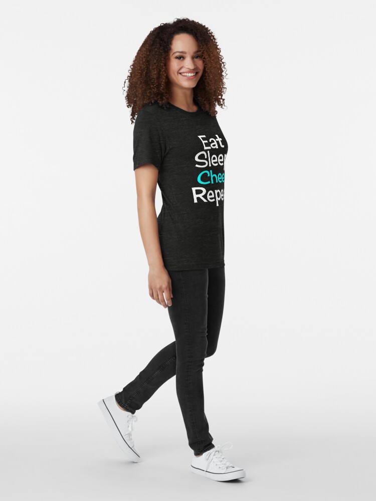 Alternate view of Eat, Sleep, Cheer, Repeat Tri-blend T-Shirt