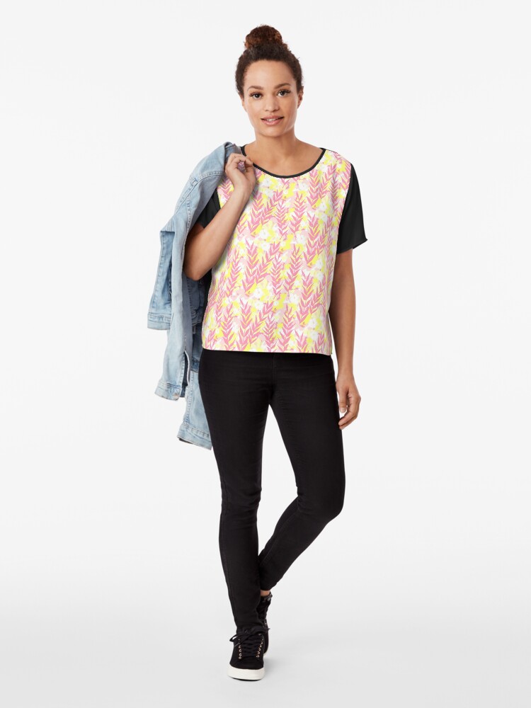 Alternative Ansicht von Blätter in Pfirsichfarbe Chiffon Top