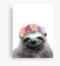 Flower Crown Sloth Canvas Print