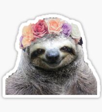 Flower Crown Sloth Sticker