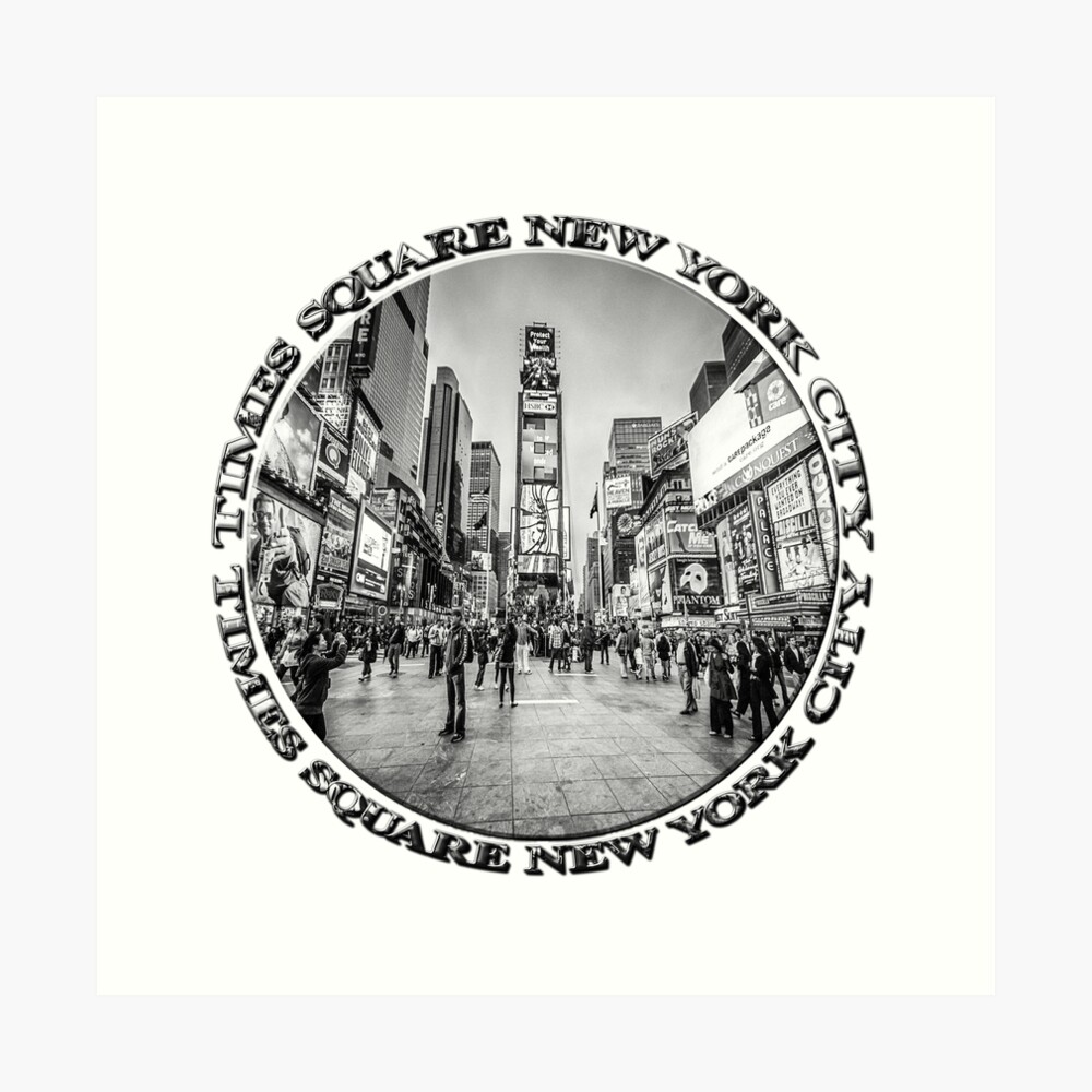 Times Square Sparkle (b&w badge on white) Art Print