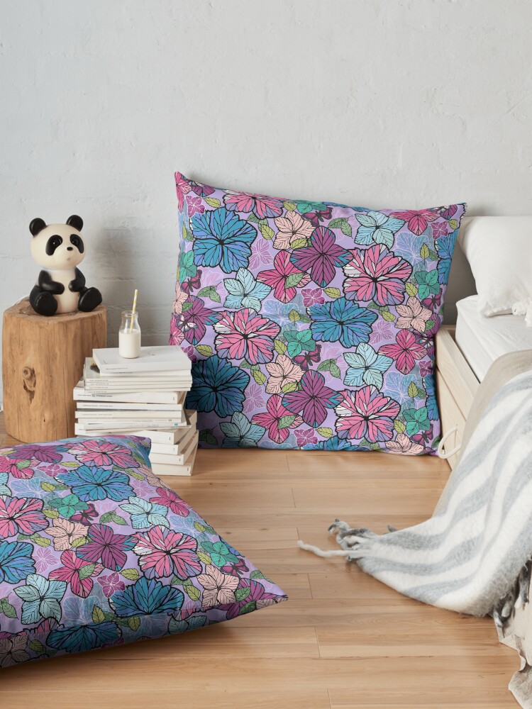 Alternate view of Hydrangeas & Butterflies Floor Pillow