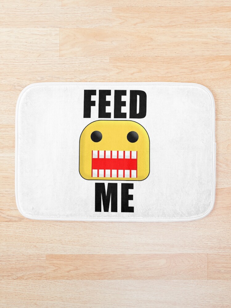 roblox feed me giant noob bath mat by jenr8d designs redbubble