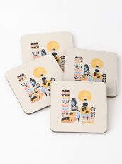 Scandinavian Pug Yoga Coasters