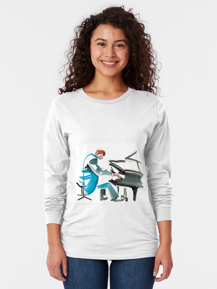 Alternate view of Pianist Musician Expressive Drawing Long Sleeve T-Shirt