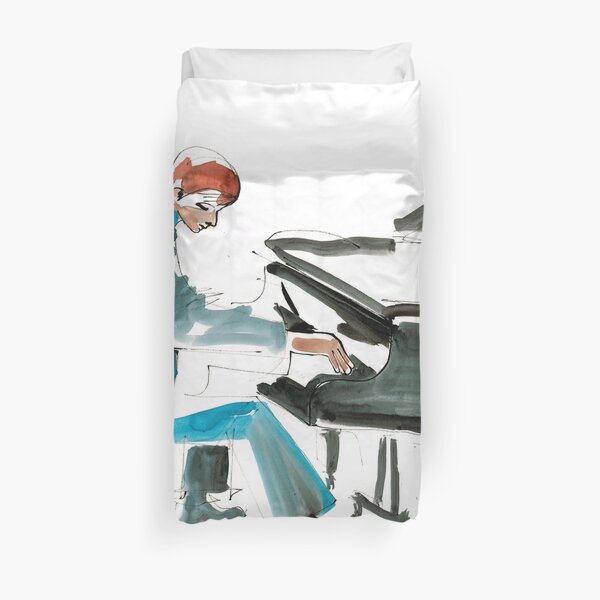 Pianist Musician Expressive Drawing Duvet Cover
