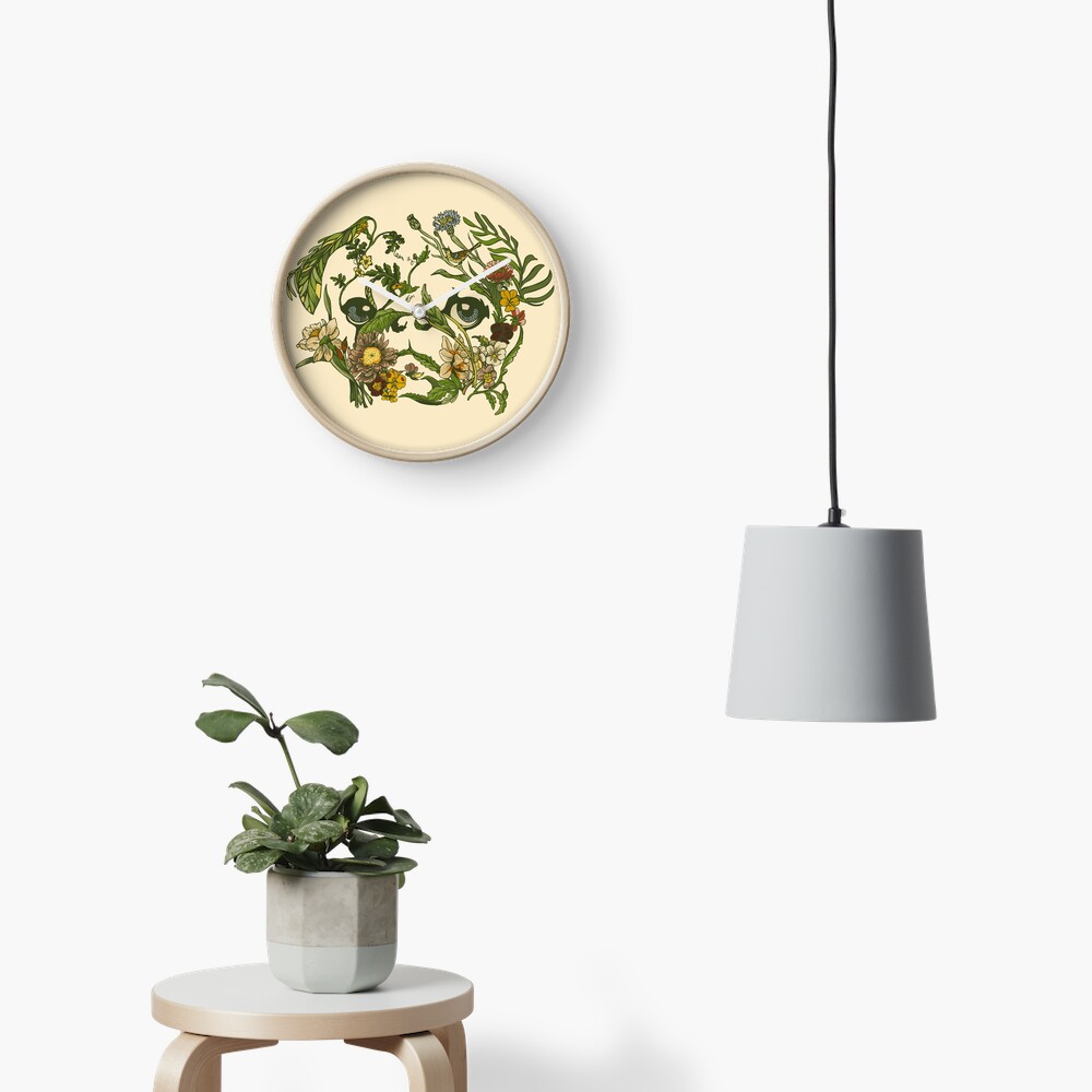 Botanical Pug Clock