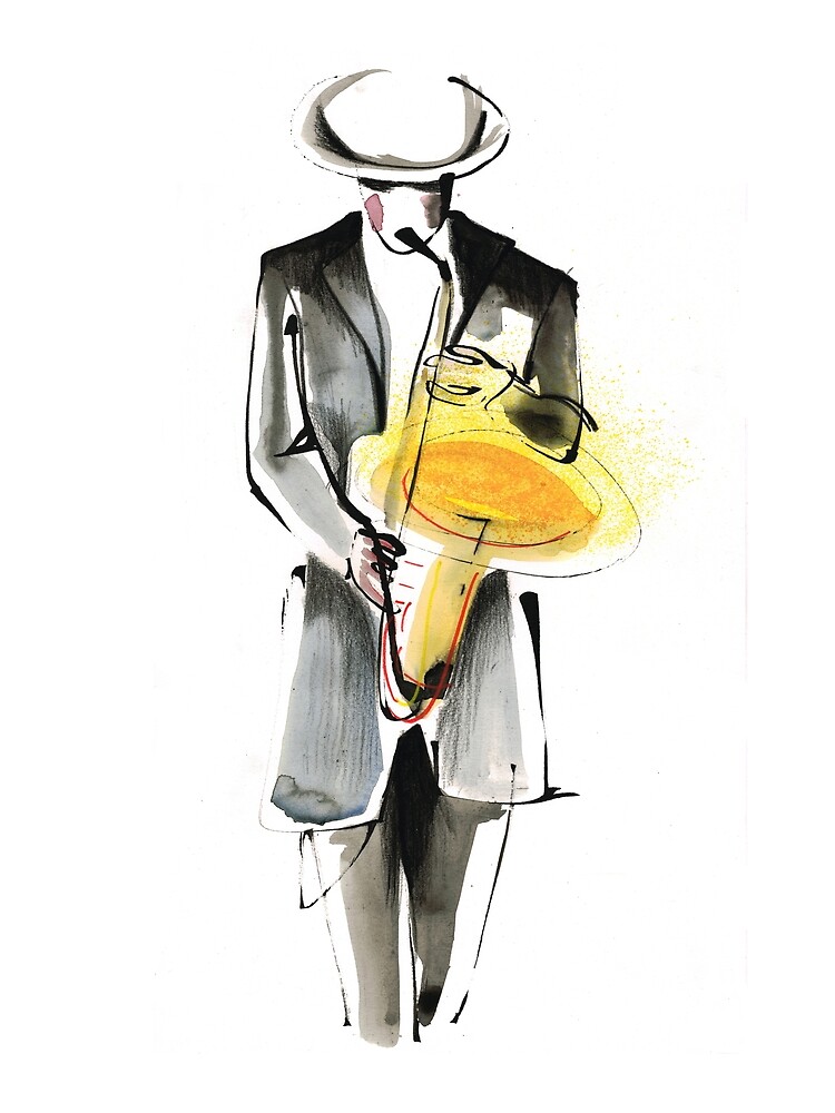 Saxophonist Musician Drawing by CatarinaGarcia