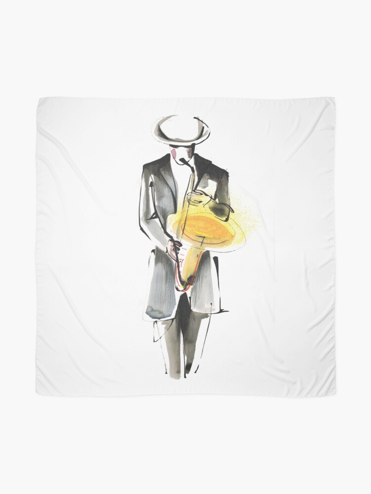 Alternate view of Saxophonist Musician Drawing Scarf