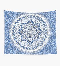 Yin Yang Mandala Pattern (Blue & Yellow) Wall Tapestry