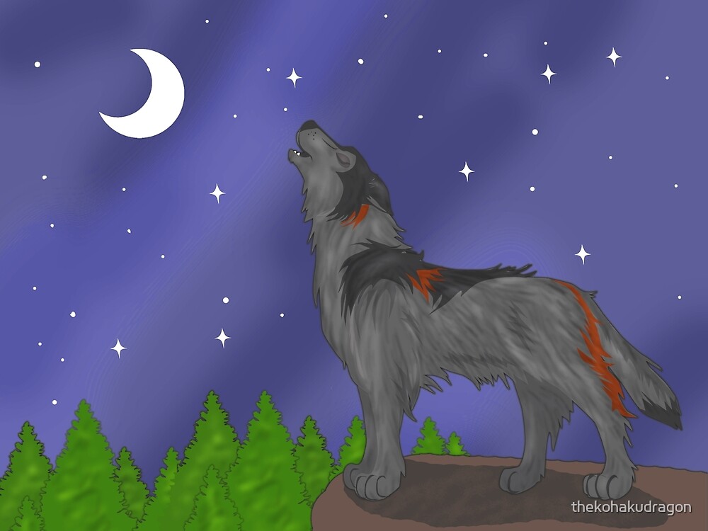 "Howling Wolf (Black)" by thekohakudragon | Redbubble