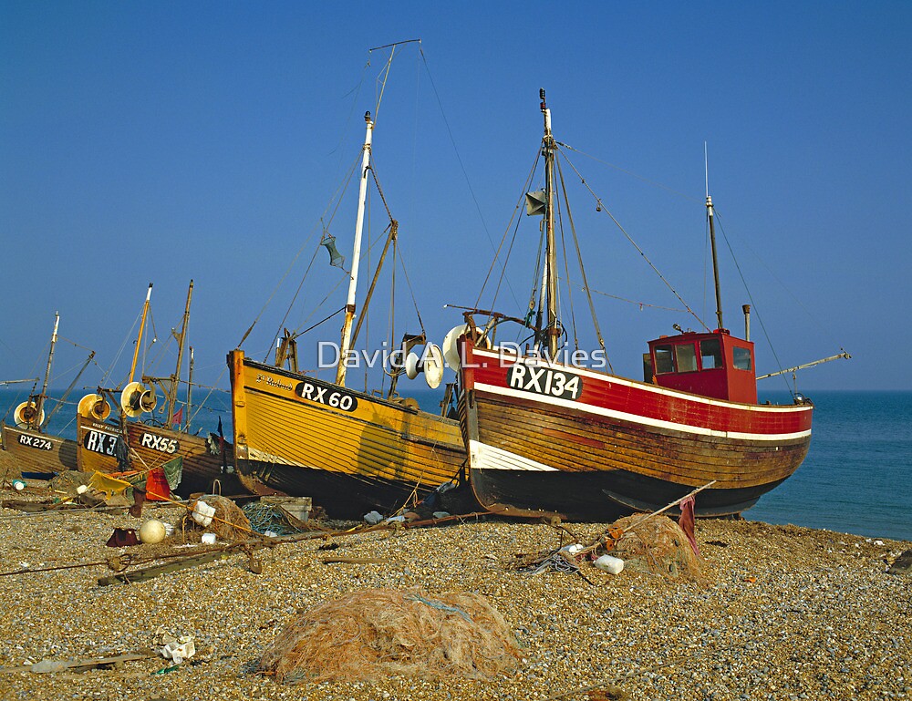 "Fishing boats on Hastings beach East Sussex, UK" by David A. L. Davies