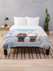 Brown bear and cony bunny rabbit winter love Throw Blanket