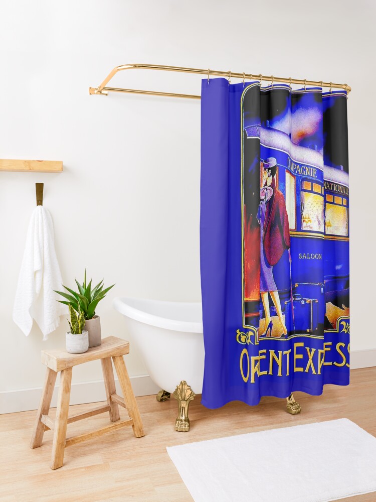 Alternate view of ORIENT EXPRESS: Vintage Train Passenger Travel Print Shower Curtain