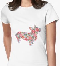 Corgi Preppy Print Women's Fitted T-Shirt
